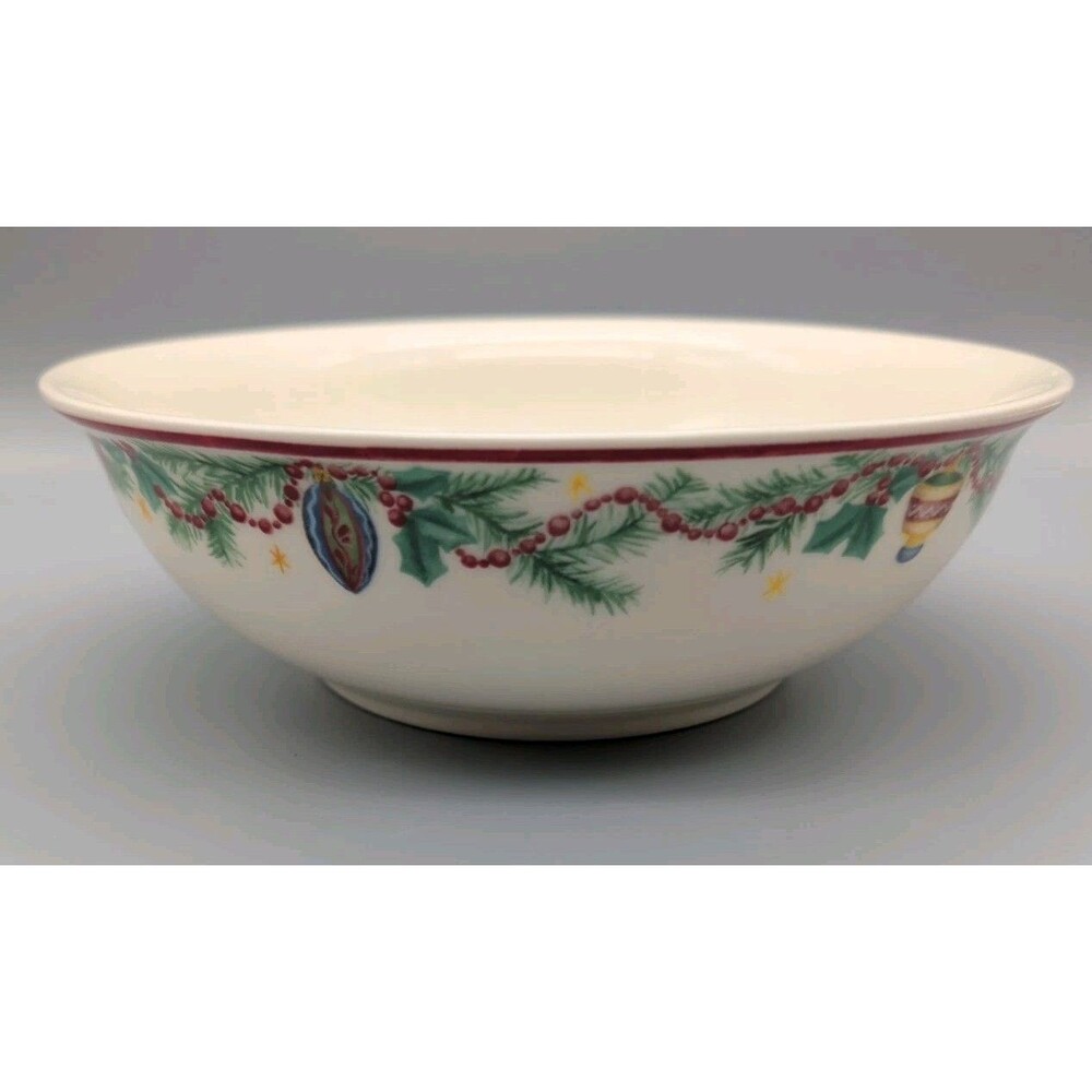 Pfaltzgraff Holiday Garland Christmas Round Vegetable Serving Bowl 9 1/2"